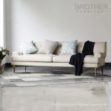 Hermano muebles madera pierna tres asientos tapicería tela oficina sofá